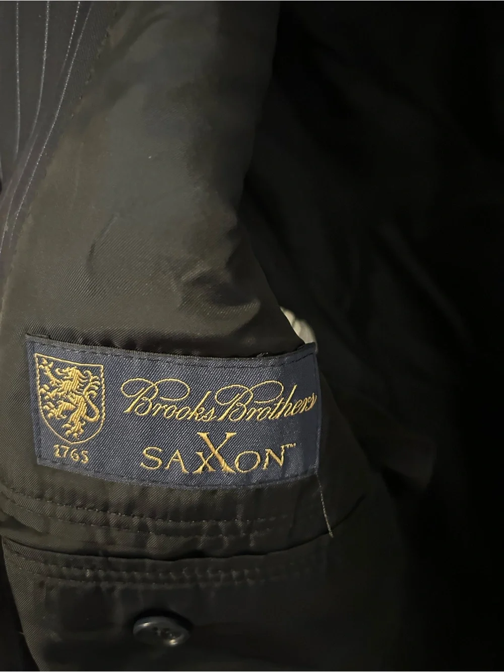 Brooks Brothers 1818 Saxxon Pinstripe Single-Breasted Suit Jacket Blazer 40L